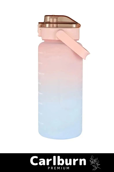 Premium Çift Renk Ölçü Baskılı Sızdırmaz Akmaz Motivasyon Matara Suluk Sağlıklı Plastik 1 Lt Su Şişe - 3