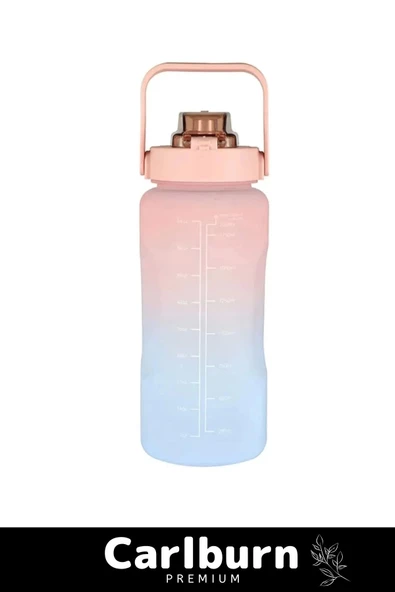 Premium Çift Renk Ölçü Baskılı Sızdırmaz Akmaz Motivasyon Matara Suluk Sağlıklı Plastik 1 Lt Su Şişe - 4