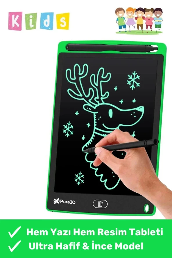 Premium Lcd Ekranlı Kalemli Dijital Çizim Tableti Yazı Tahtası Boyama Resim Akıllı Tablet 8,5 Inç