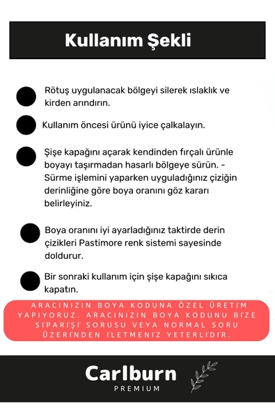 Özel Üretim Suya Dayanıklı Ford Marka Uyumlu Çizik Taş Izi Giderici Onarıcı 20ml Oto Rötuş Boya - 7