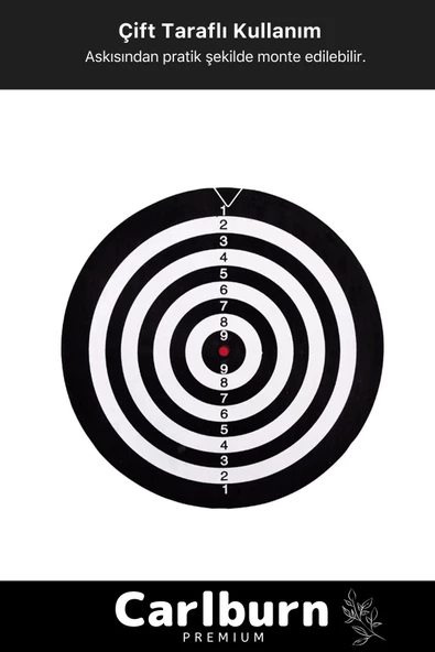 Premium Seri Kaliteli 17' Her Yaş Için Iç Dış 44 Cm Kız Erkek Çocuk 6 Ok Dart Ahşap Hedef Tahtası - 2