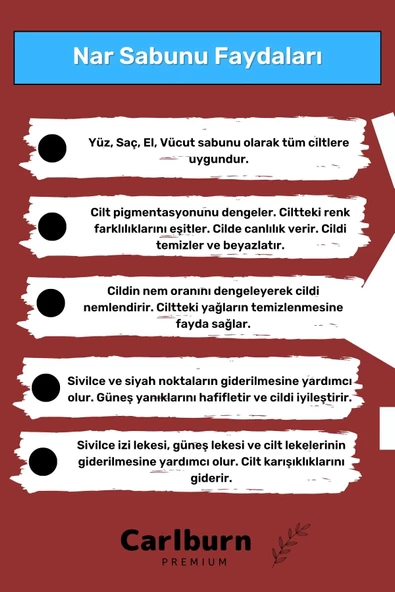Özel Doğal Organik Güzel Kokulu El Yüz Saç Vücut Cilt Orijinal 5'li Nar Sabunu - 3