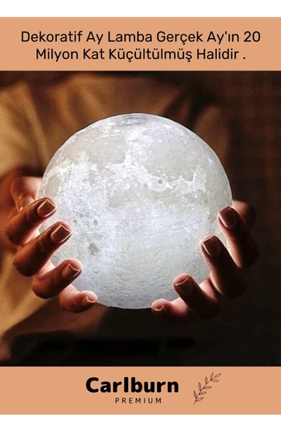 Premium Seri Çevre Korumalı 3d Standlı Küre Dekoratif Yüksek Performanslı Led Ay Gece Masa Lambası - 4