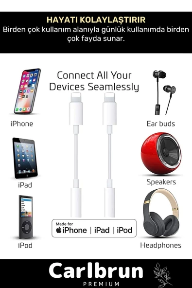 Iphone 15 14 13 12 11 X 8 7 Plus Ipad Uyumlu Lightning Uyumlu Kulaklık Çevirici Aux Dönüştürücü - 4