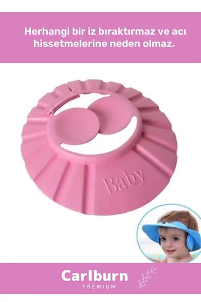Bebek Duş Başlığı Ayarlanabilir Düğmeli Çocuk Küvet Göze Su Kaçırmayan Pembe Banyo Şapkası - 2 Adet - 2