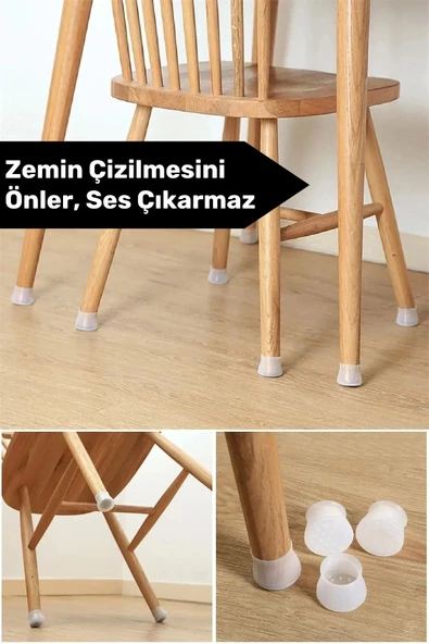 Premium Kaydırmaz Çizdirmez Mobilya Masa Sandalye Zemin Koruyucu Silikon Pabuç Ayak Kılıf 32 Adet - 2