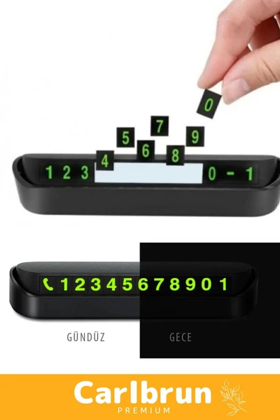 Lüks Araç Içi Park Telefon Numarası Araba Oto Cam Kartı Torpido Üstü Fosforlu Neon Aç-Kapa Numaratör - 4