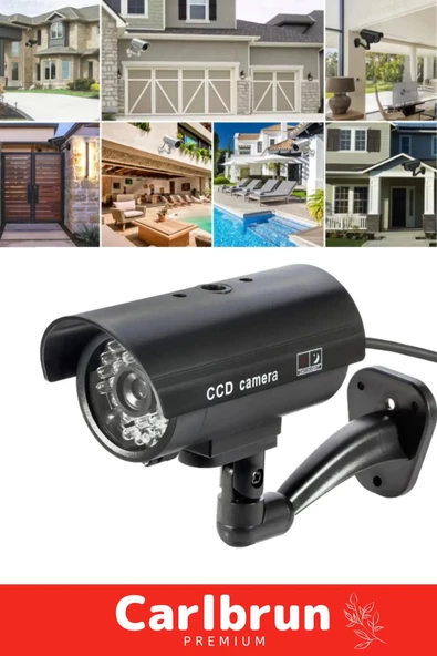 Özel Ev Apartman Bahçe İş Yeri Gece Görüşlü Pilli Ledli Caydırıcı Sahte Güvenlik Kamerası 3'lü Set - 7