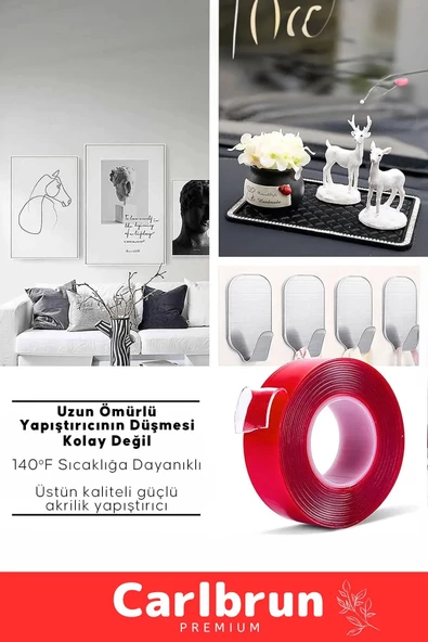 Premium Ekstra Güçlü Çok Amaçlı Çift Taraflı Tamir Cam Dış Mekan Montaj 2mt Silikon Şeffaf Bant - 2