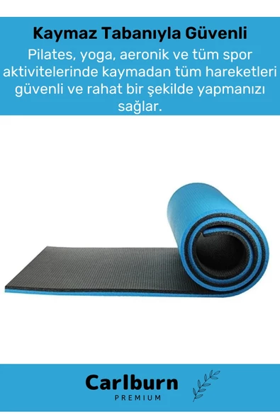 Konfor Modeli Çift Taraflı Kaymaz Silinebilir Antibakteriyel Pilates Meditasyon Minderi 10 mm Mat - 3
