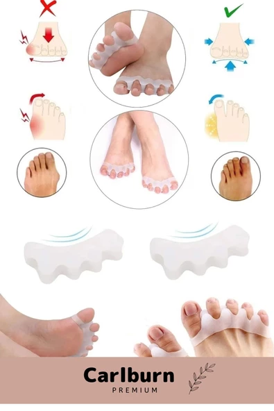 Kemik Büyümesi Karşıtı Şekil Bozukluğu Önleyici Ayak 5 Parmak Ayıran Silikon Bunyon Ayırıcı 2'li Set - 2