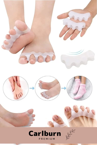 Kemik Büyümesi Karşıtı Şekil Bozukluğu Önleyici Ayak 5 Parmak Ayıran Silikon Bunyon Ayırıcı 2'li Set - 3