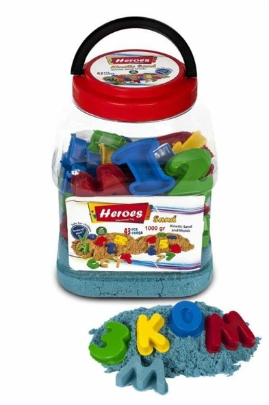 HEROES,PET KUTULU HARF VE RAKAMLAR+KİNETİK KUM (1000GR.) KUM-024