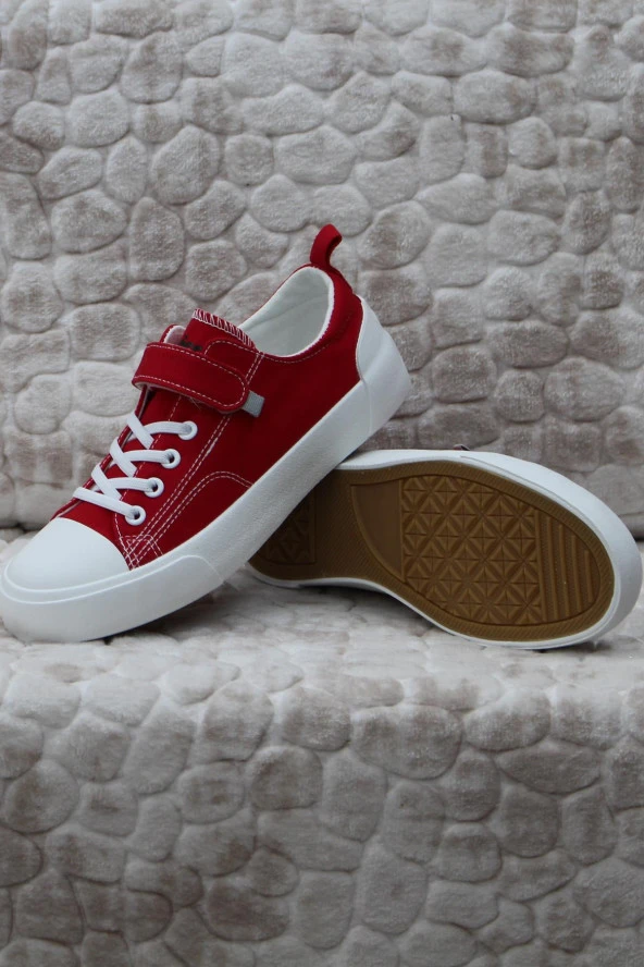 Vicco 346.P24Y.141-11 Lee Kırmızı Keten Sneaker Unisex Çocuk Ayakkabı - Resim 4