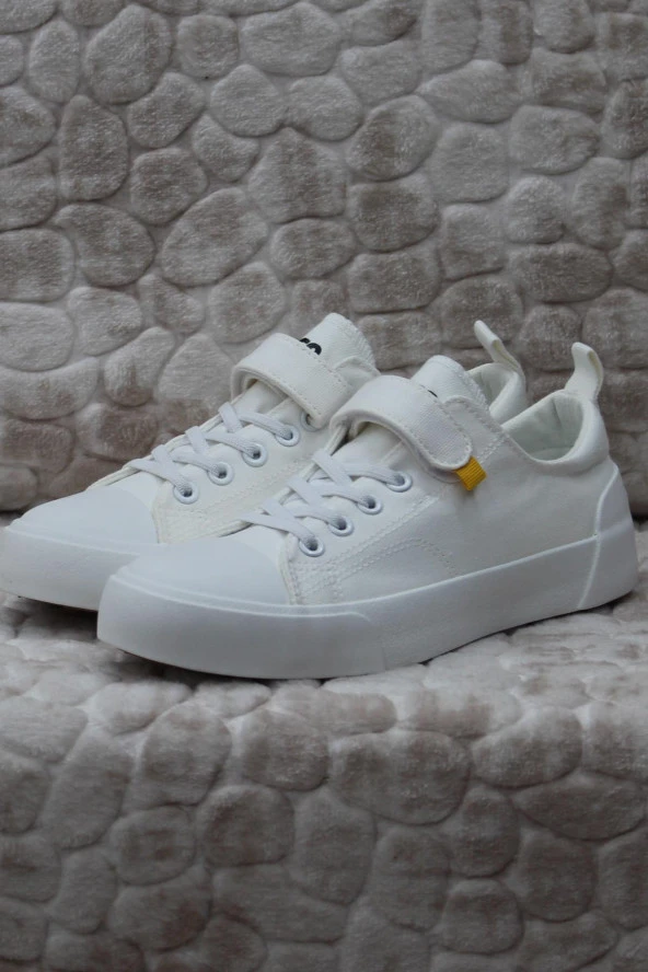 Vicco 346.P24Y.141-11 Lee Beyaz Keten Sneaker Unisex Çocuk Ayakkabı - Resim 2