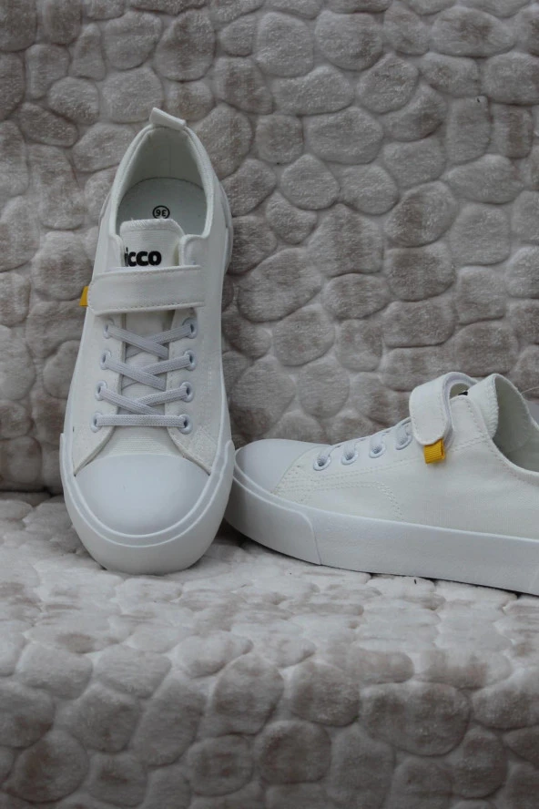 Vicco 346.P24Y.141-11 Lee Beyaz Keten Sneaker Unisex Çocuk Ayakkabı - Resim 5