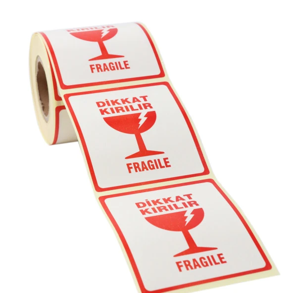 Kırılır Etiketi (Fragile Label) Yapışkanlı Sticker Çıkartma 70mm X 80mm 250 Adet