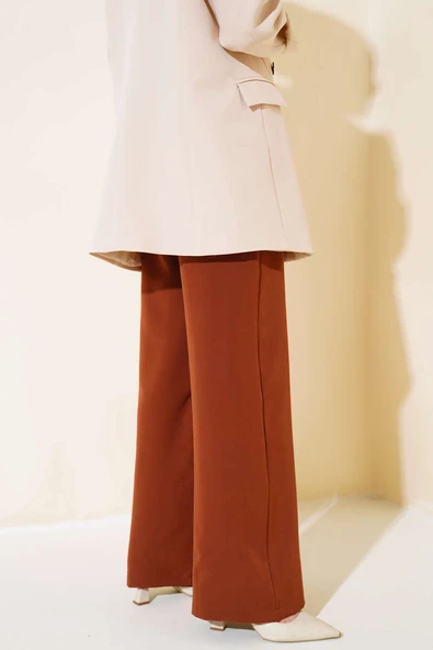 Kemerli Çımalı Salaş Pantolon Kahve - Resim 3