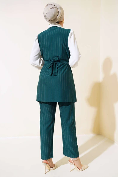 Garnili Çizgili İkili Takım Zümrüt - Resim 3