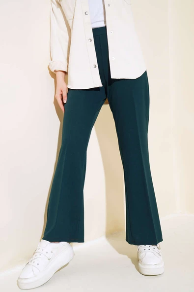 Dabıl İspanyol Paça Pantolon Zümrüt Yeşili - Resim 2