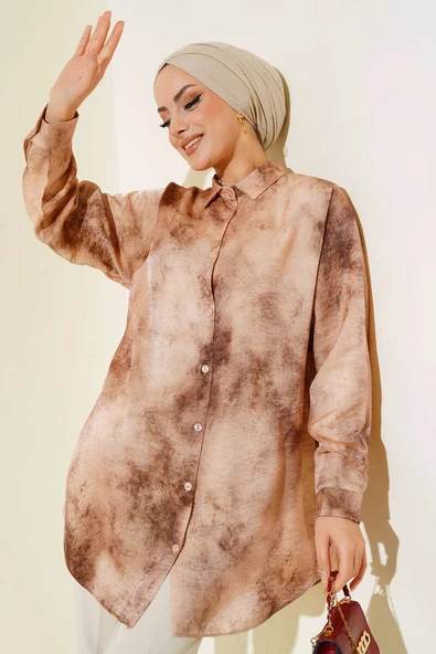 Batik Desenli Tunik Kahve ürün görseli