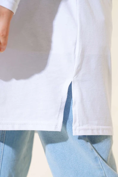 Uzun Kol Basic Tunik Beyaz - 4