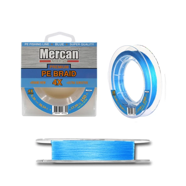 Mercan Premium PE X4 Mavi Renk Örgü İp 150m Makara Misina - 9
