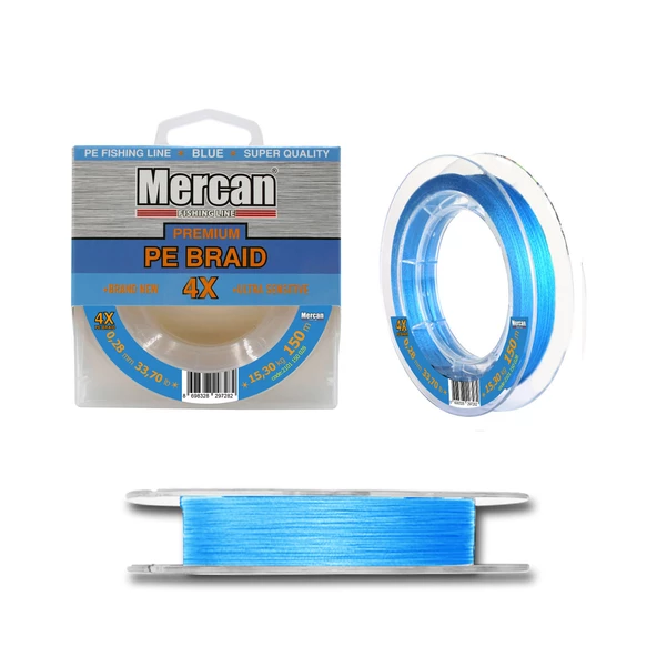 Mercan Premium PE X4 Mavi Renk Örgü İp 150m Makara Misina - 8