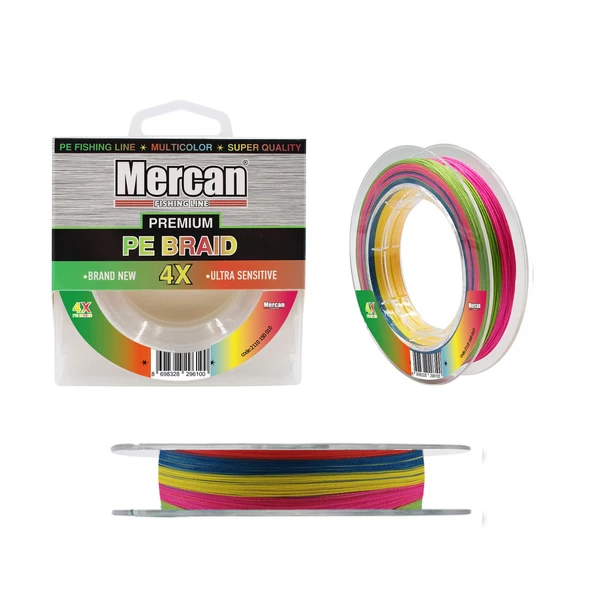 Mercan Premium X4 PE Örgü Multicolor İp 300m Makara Misina