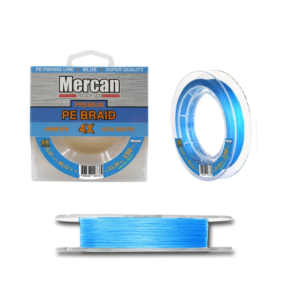 Mercan Premium PE X4 Mavi Renk Örgü İp 150m Makara Misina - 10