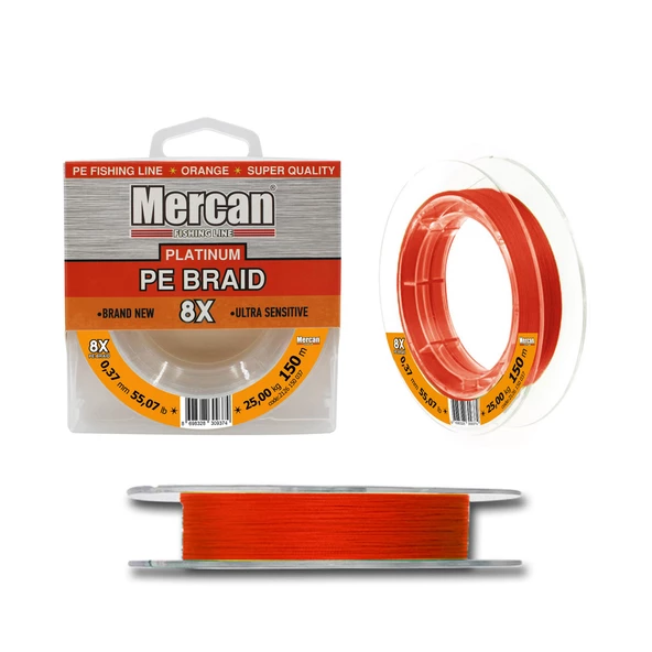 Mercan Pe Örgü Platinum X8 Turuncu İp 150m Makara Misina - 10
