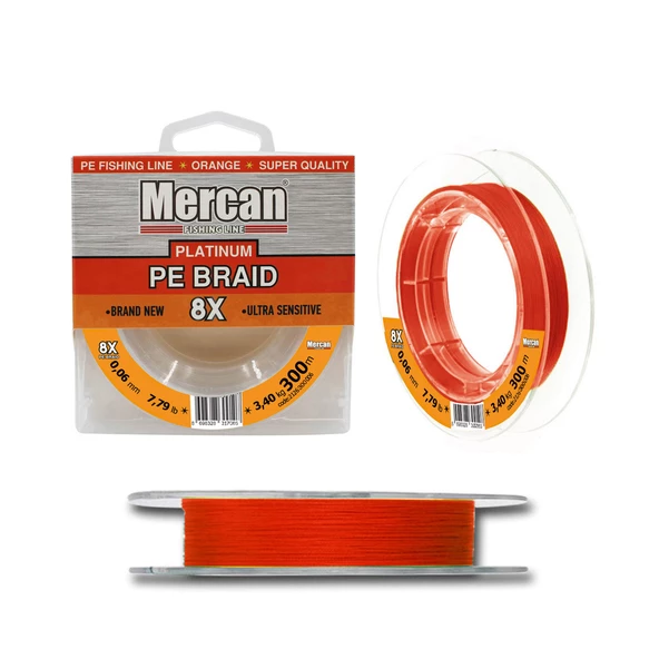 Mercan Pe Örgü Platinum X8 Turuncu İp 300m Misina - 9