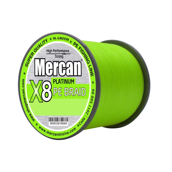 Mercan Pe Örgü Platinum X8 Neon Yeşil İp 500m Makara Misina - 7