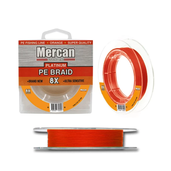 Mercan Pe Örgü Platinum X8 Turuncu İp 150m Makara Misina