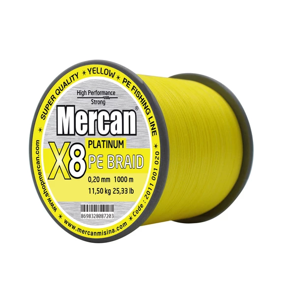 Mercan Pe Örgü Platinum X8 Sarı ip 1000m Misina - 4