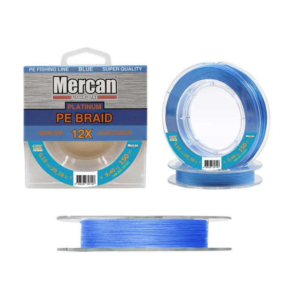 Mercan Pe Örgü Platinum X12 Mavi İp 150m Makara Misina - 4