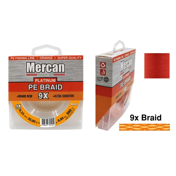 Mercan Pe Örgü Platinum X9 Turuncu İp 300m Makara Misina - Resim 4