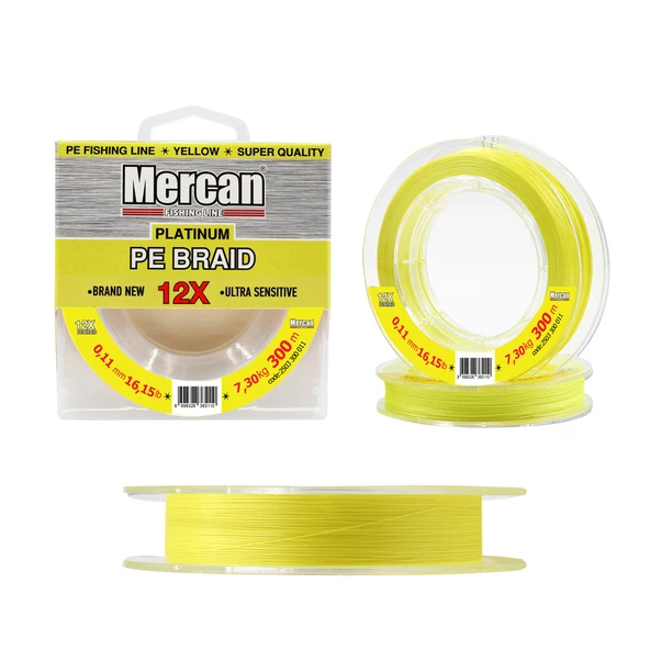 Mercan Pe Örgü Platinum X12 Sarı İp 300m Makara Misina - 5