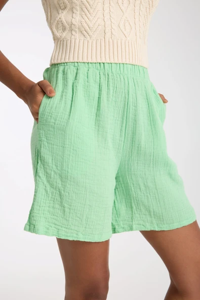 Kadın Çift Kat Müslin Şort Cepli Model - 6