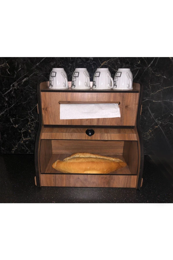 adımshops Ekmeklik New Bread Box,havlu Peçetelik(saklama Gözlü, Baharatlık Rafı, Dekoratif Demonte - 3