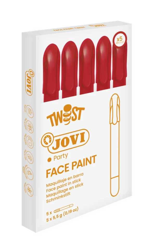 JOVI 191U YÜZ BOYASI STİK KALEM KIRMIZI - 5'Lİ KUTU - 3