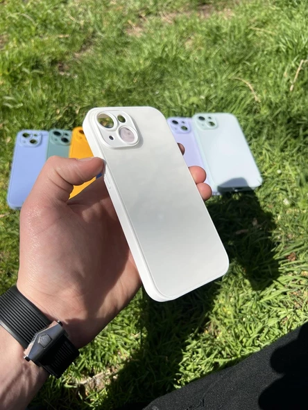 İphone 15 Uyumlu Parlak Premium Renkli Cam Telefon Kılıfı - Resim 12