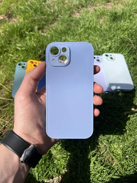 İphone 15 Uyumlu Parlak Premium Renkli Cam Telefon Kılıfı - Resim 9