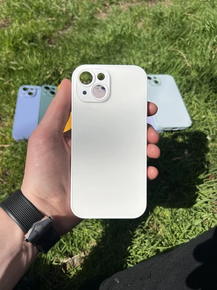 İphone 15 Uyumlu Parlak Premium Renkli Cam Telefon Kılıfı - Resim 11