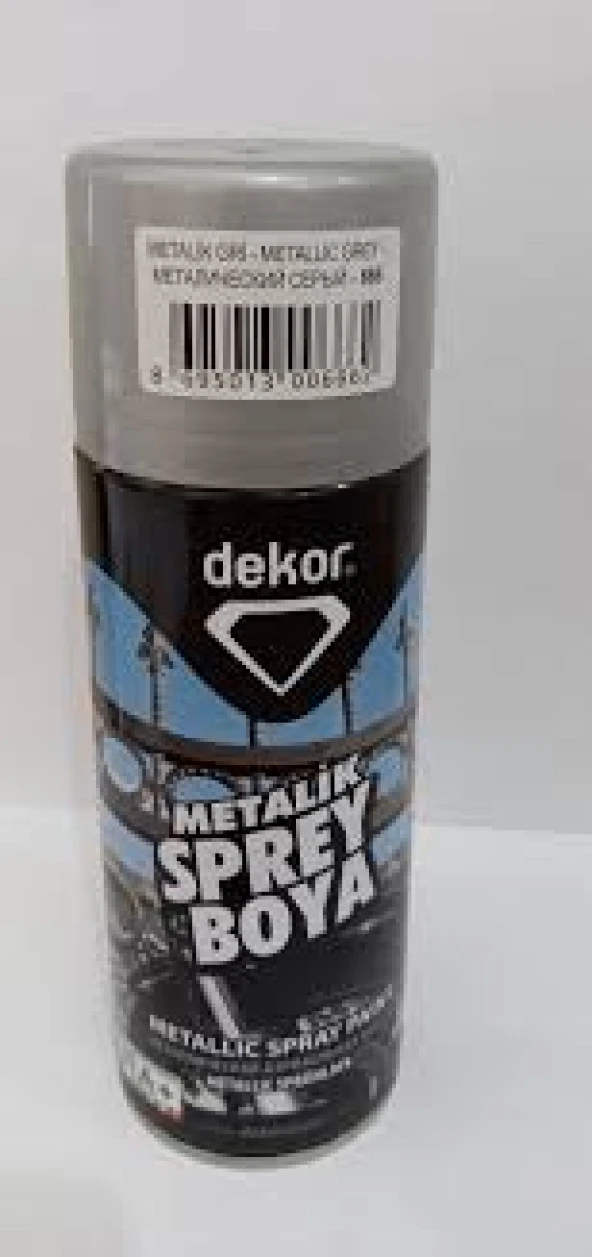 DEKOR 666 METALİK GRİ SPREY BOYA 400ML