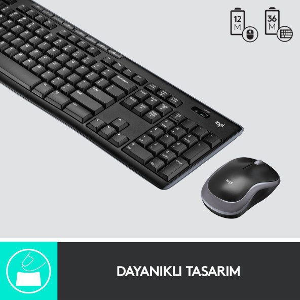 Logitech MK270 Kablosuz Türkçe Klavye Mouse Seti -  Siyah 920-004525 - 5