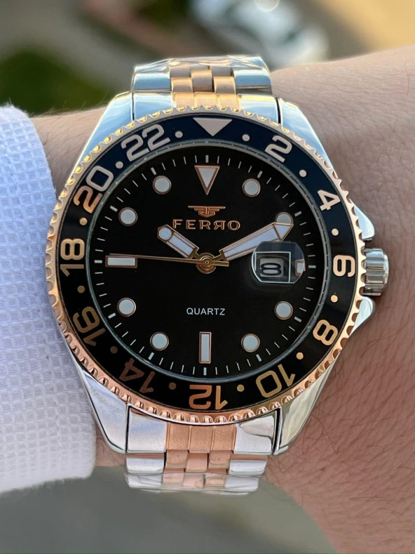 Ferro Çelik Kordon Takvimli 30 Mt Su Geçirmez Erkek Kol Saat EFM11196-E2 - Resim 2