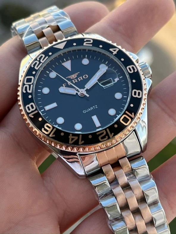 Ferro Çelik Kordon Takvimli 30 Mt Su Geçirmez Erkek Kol Saat EFM11196-E2 - Resim 3