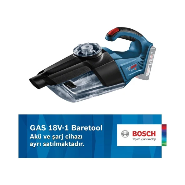 Bosch GAS 18V-1 Professional Akülü El Süpürgesi (Akü ve Şarj Cihazı Dahil Değildir)