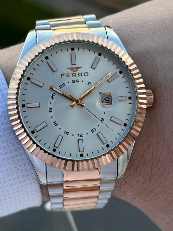 Ferro Çelik Kordon Takvimli 30 Mt Su Geçirmez Erkek Kol Saat EFM11288-E - Resim 2